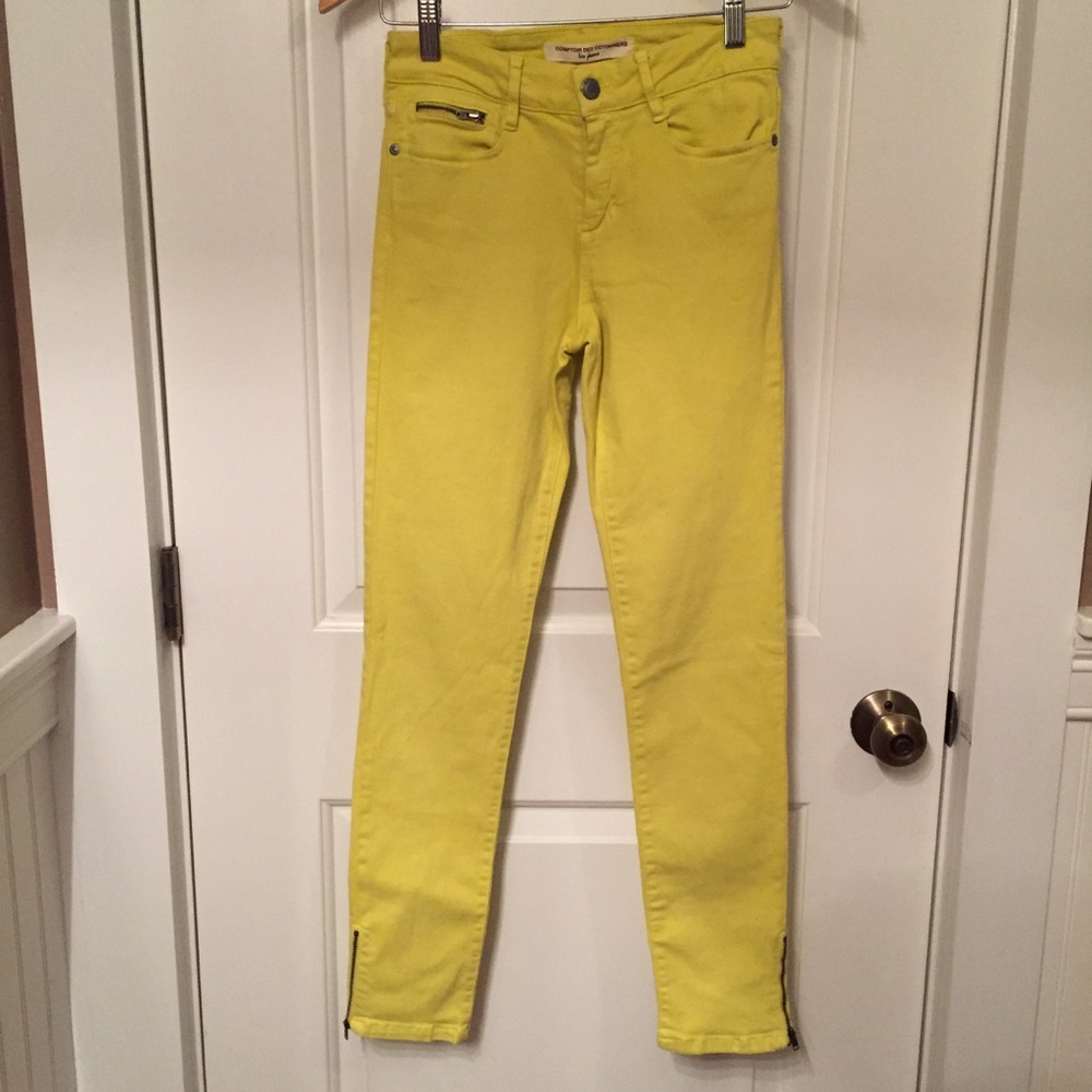 COMPTOIR DES COTONNIERS JEANS SKINNY YELLOW ZIP ANKLE Size 38 XS